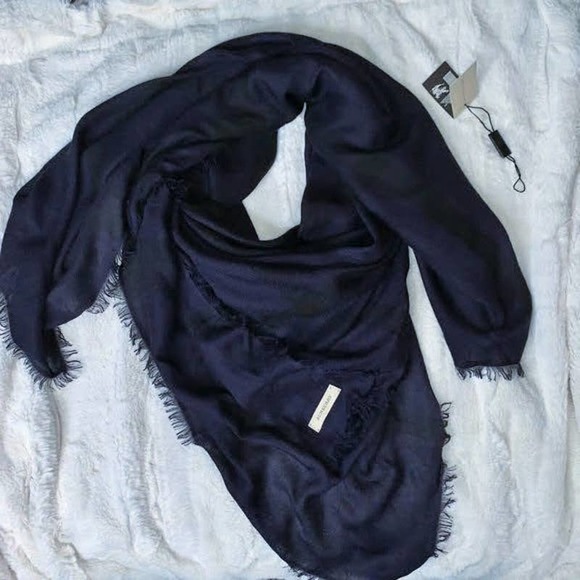 New Burberry Purple Overdyed Chambray Check Scarf - Picture 1 of 5